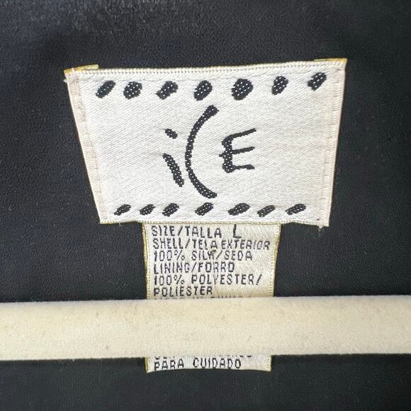 ICE Y2K Babydoll Top Womens L Black Silk Abstract Paisley Lined Boho Whimsygoth - Picture 14 of 16